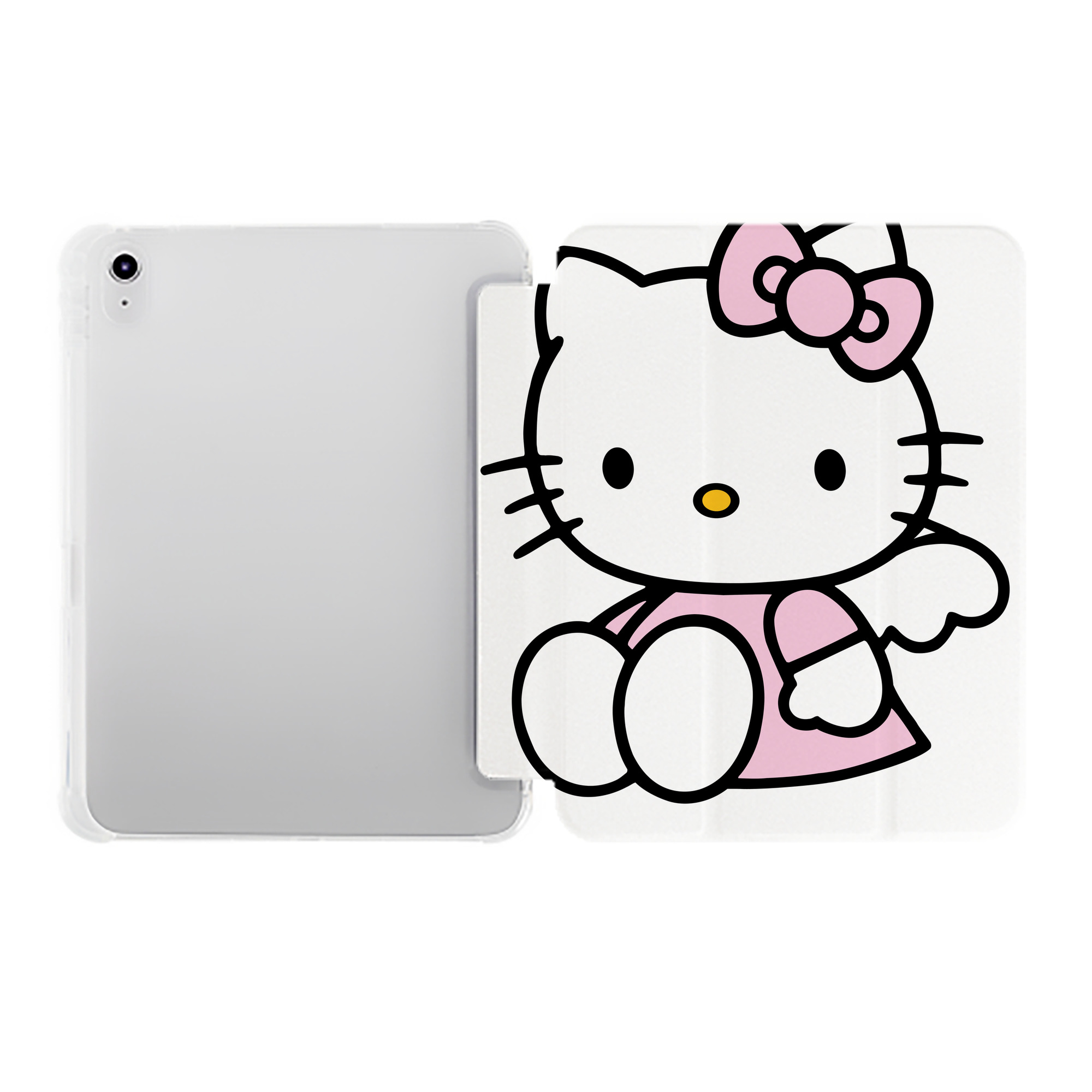 （画像用） Hello Kitty ハローキティ IPad ケース ペン収納付き 三つ折りスタンド PUレザー×シリコン 対応機種9.5/10.5/10.9インチ